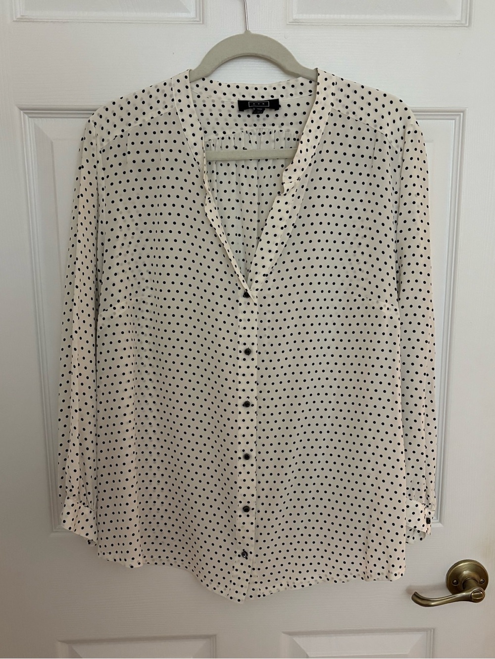 AYR Cream and Black Polka Dot Button-Up Shirt